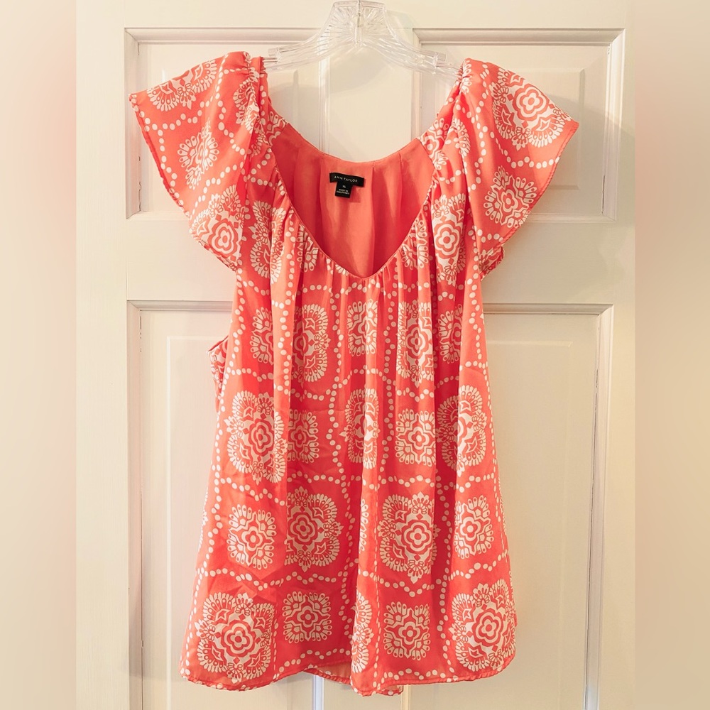 Ann Taylor Coral Pattern Blouse